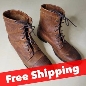 Frye Erin Women's Lace Up Combat Work Granny Boot Distressed Size 8B